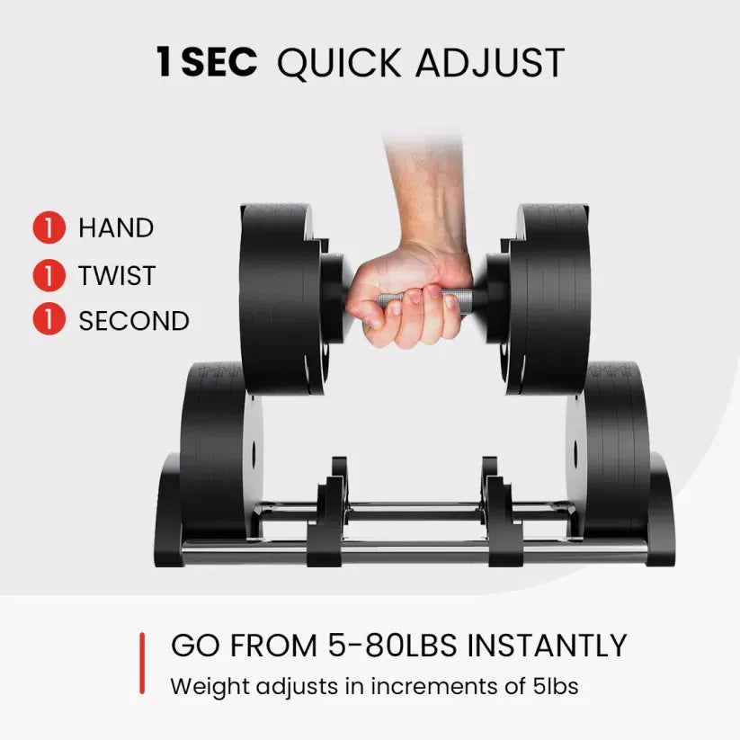Digital Adjustable Dumbbells 5-80LB | Smart Control for Anytime Fitness(A pair)